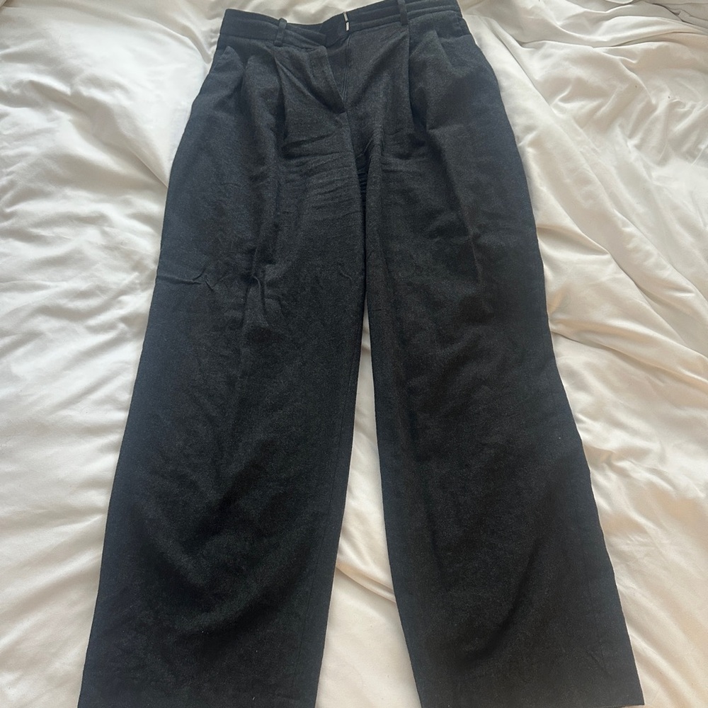 Theory Charcoal Grey Wide-Leg Trousers